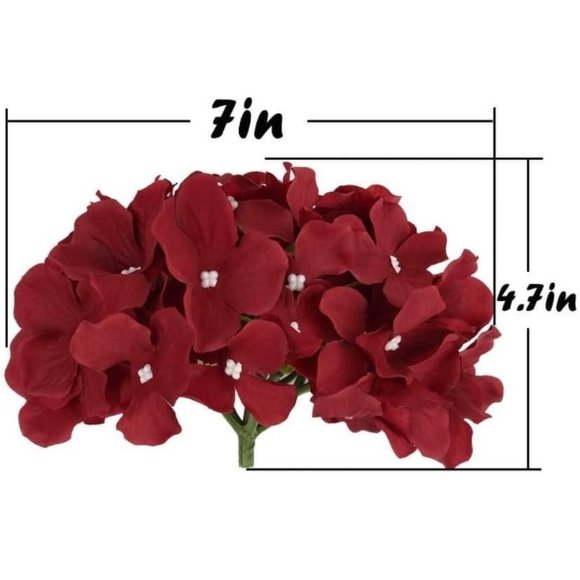 10 pack Burgundy Wine Silk Hydrangea Flower with Stems Wedding Home Bouquet - Picture 4 of 4